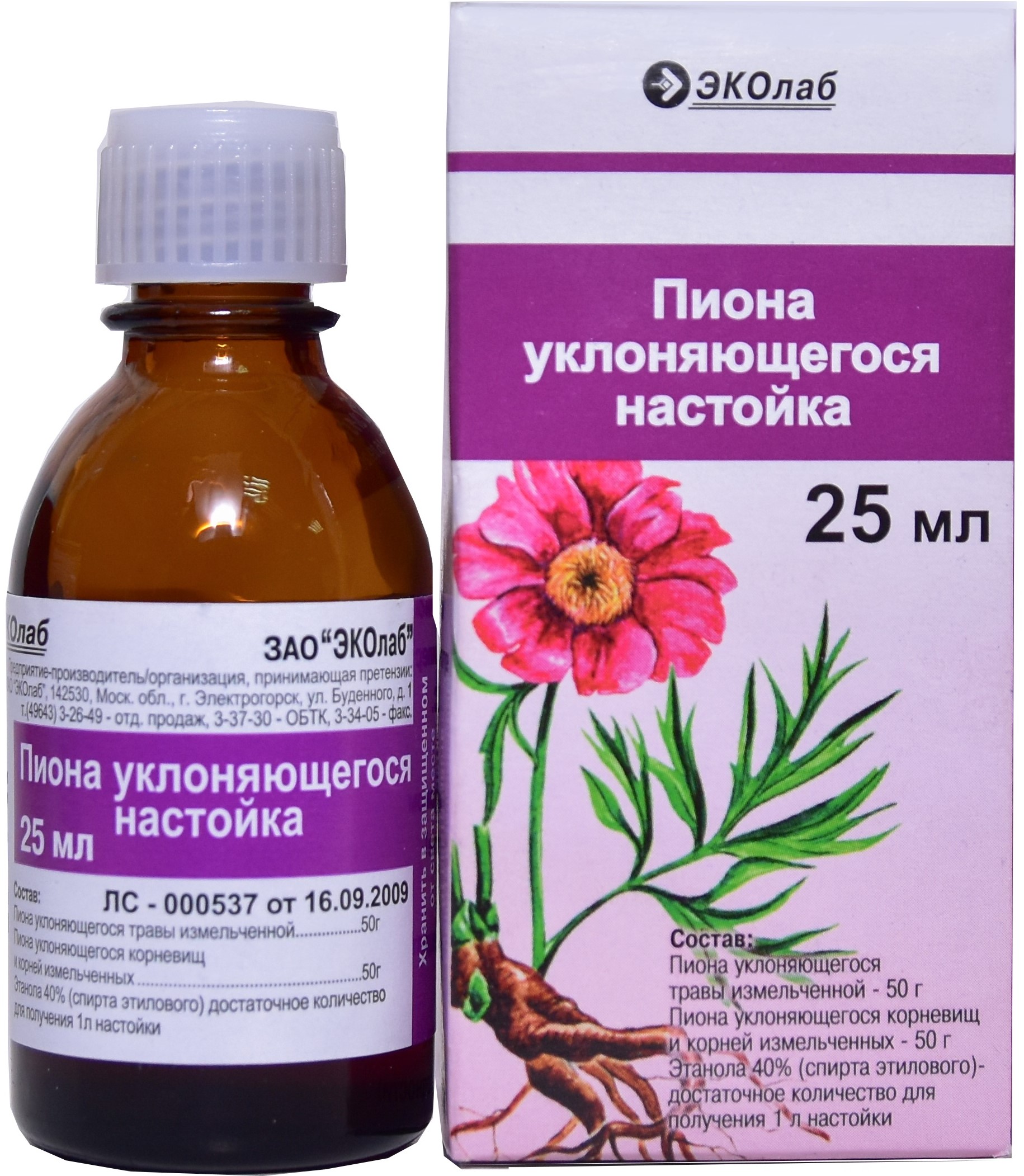 Пиона уклоняющегося настойка, настойка, 25 мл, 1 шт. фото