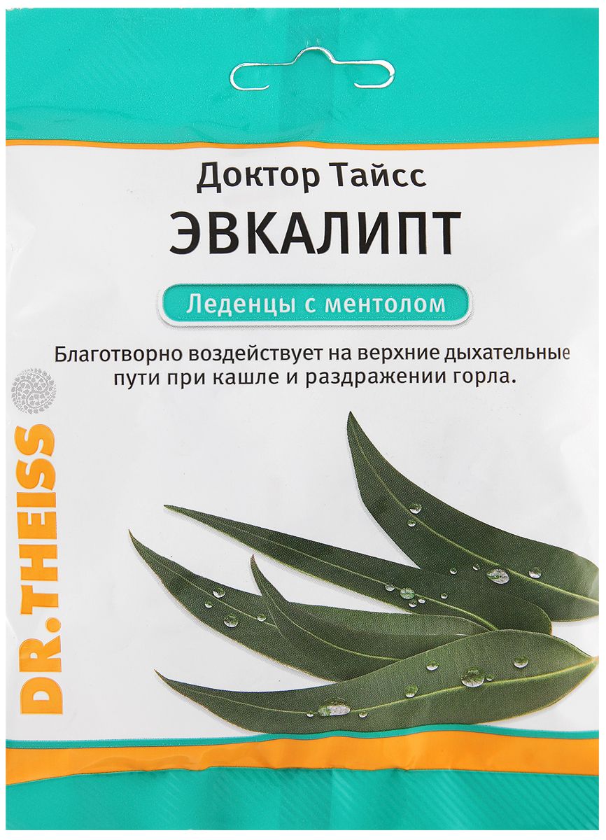 Доктор Тайсс Леденцы с витамином С, леденцы, 50 г, 1 шт, эвкалипт + ментол фото