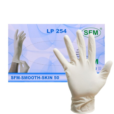 SFM Smooth-Skin Перчатки смотровые латексные опудренные гладкие, Large L (8-9), пара, 50 шт. фото
