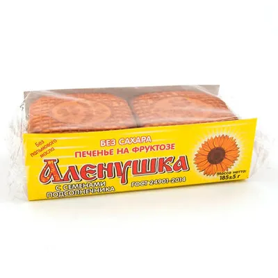 Печенье Аленушка с семенами подсолнечника на фруктозе, 185 г, 1 шт. фото