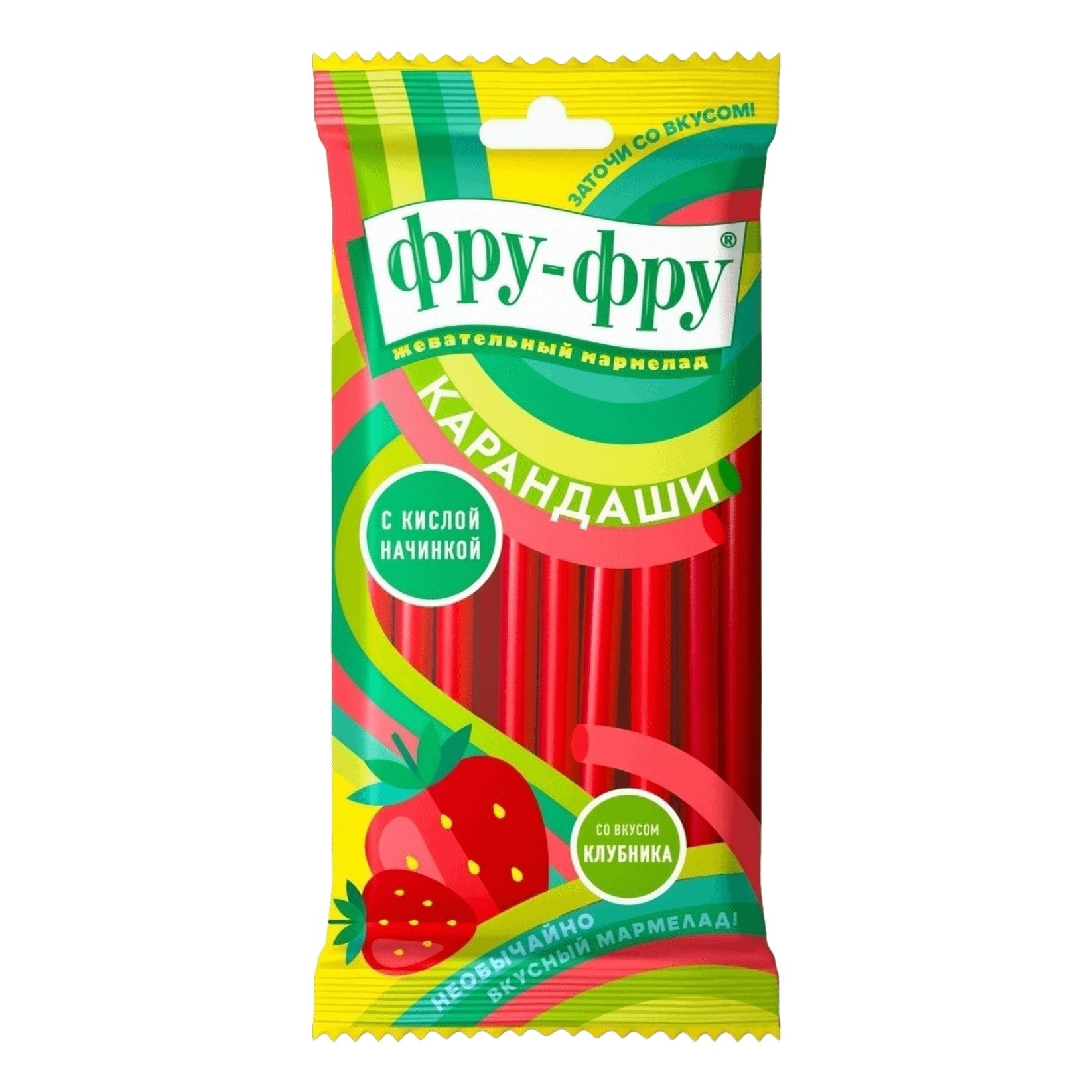 Фру-Фру Мармелад Карандаши, мармелад жевательный, 80 г, 1 шт, со вкусом клубники фото