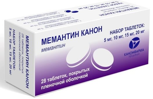 Мемантин Канон, таблетки, покрытые пленочной оболочкой, 28 шт, набор табл. (5 мг - 7 шт., 10 мг - 7 шт., 15 мг. - 7 шт., 20 мг - 7 шт.) фото