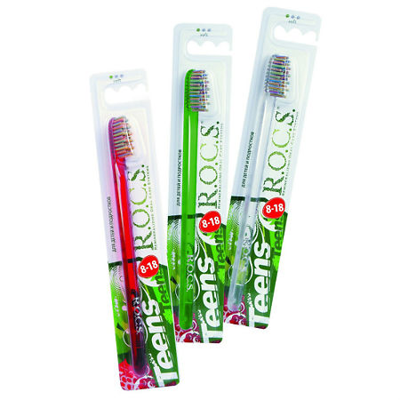 ROCS Teens Зубная щетка для детей и подростков, щетка зубная, 1 шт, 8-18 лет, мягкая фото
