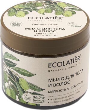 Ecolatier Organic Olive Мыло для тела и волос мягкость и нежность, мыло, 350 мл, 1 шт. фото