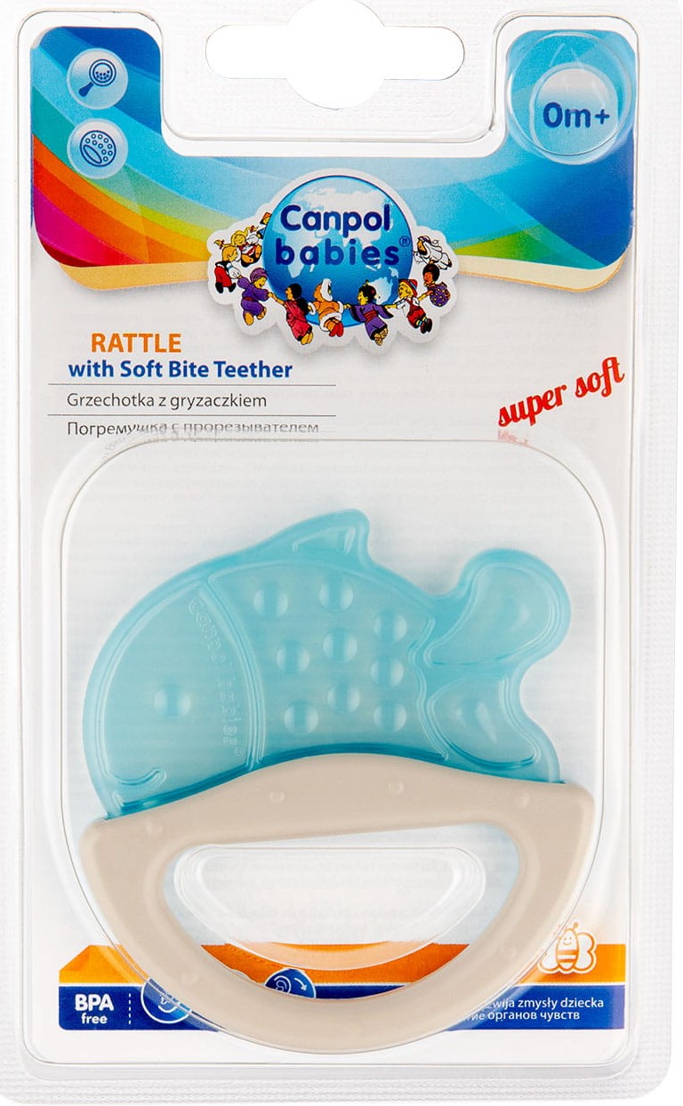 Canpol Погремушка с эластичным прорезывателем Животные, 1 шт, цвет в ассортименте, 0+ мес, арт. 13/107 фото