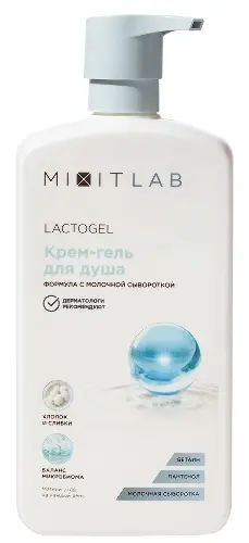 Mixit Lab крем-гель для душа с пантенолом и молочной сывороткой для всех типов кожи экстраувлажняющий, гель для душа, 750 мл, 1 шт. фото