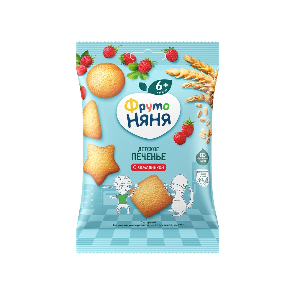 Фрутоняня печенье пшеничное, 50г, 1 шт, с ароматом земляники фото