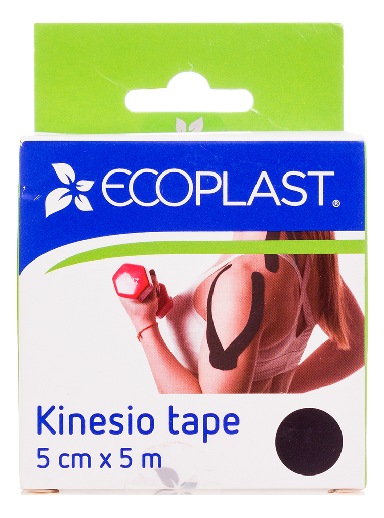 Ecoplast Kinesio tape, 5 см х 5 м, кинезио тейп, 1 шт, черный фото