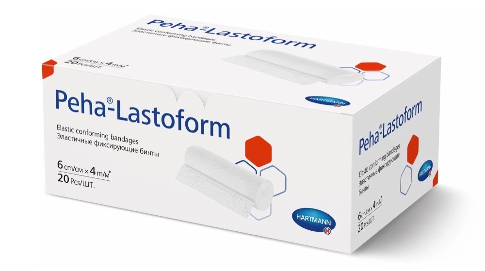 Peha-Lastoform Бинт эластичный фиксирующий, 6 см х 4 м, 20 шт, белый фото