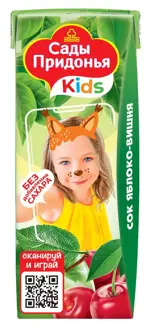 Сады Придонья Сок, 0.2 л, 1 шт, яблоко + вишня, для детей с 5 месяцев, без сахара фото