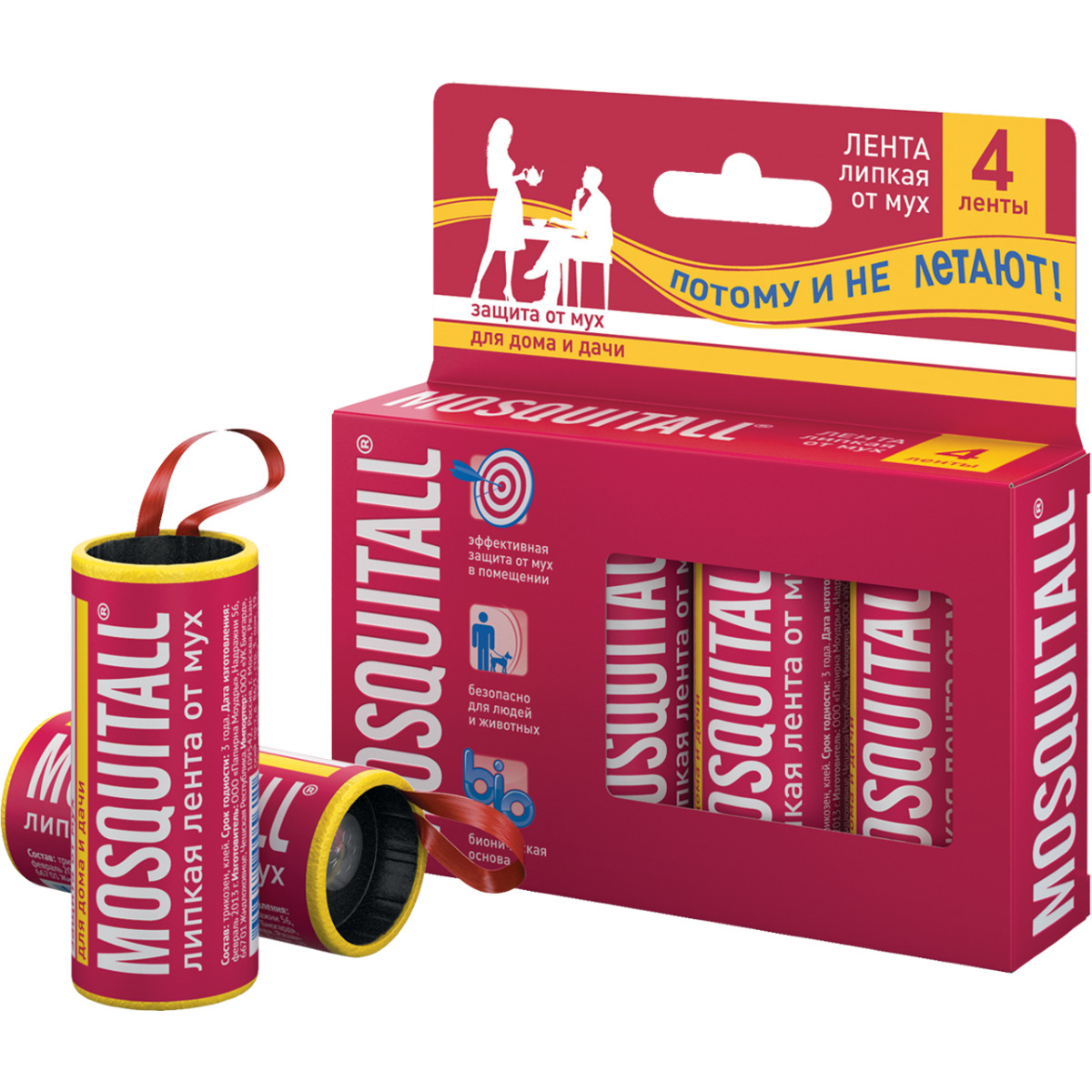 Mosquitall защита от мух липкая лента, 4 шт. фото