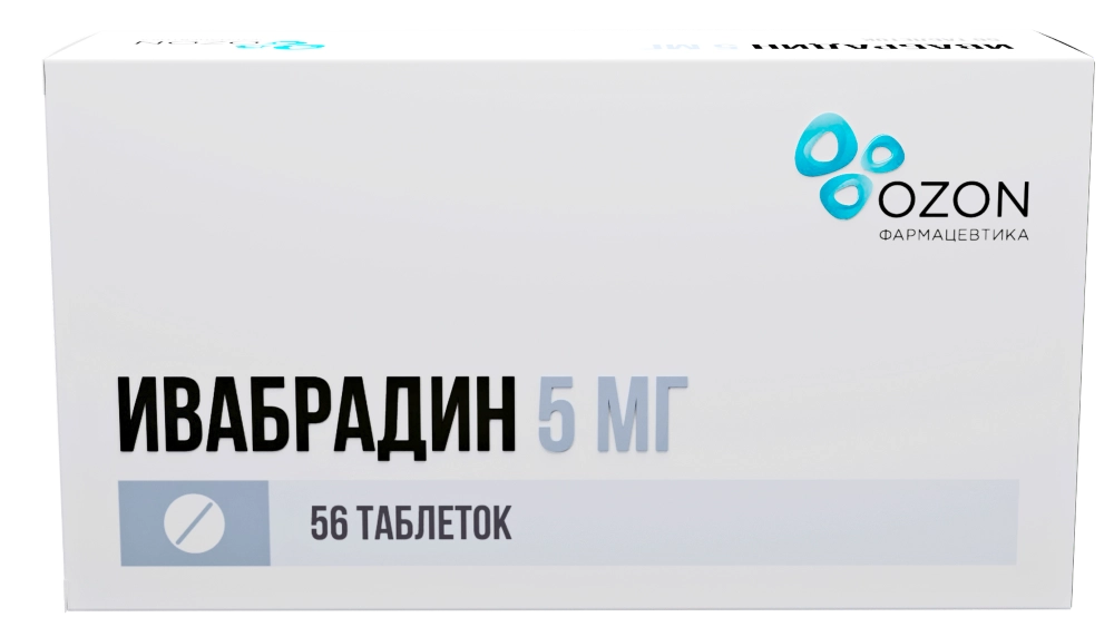 Ивабрадин, 5 мг, таблетки, покрытые пленочной оболочкой, 56 шт. фото