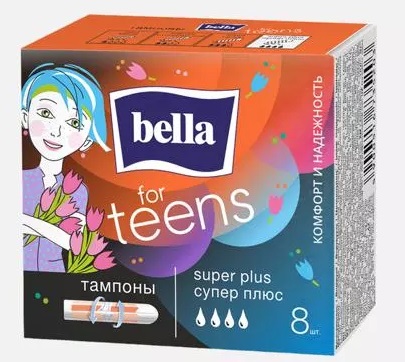 Bella for teens Супер плюс, тампоны женские гигиенические, 8 шт, 4 капли фото