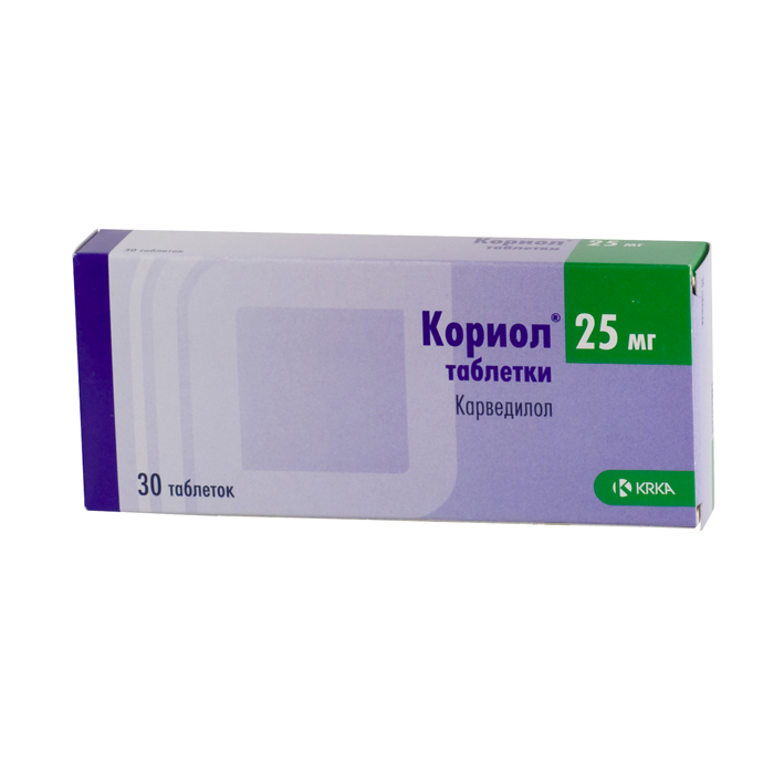 Кориол, 25 мг, таблетки, 30 шт. фото