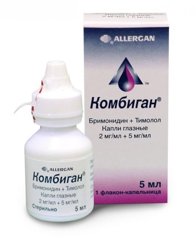 Комбиган, 2 мг/мл + 5 мг/мл, капли глазные, 5 мл, 1 шт. фото