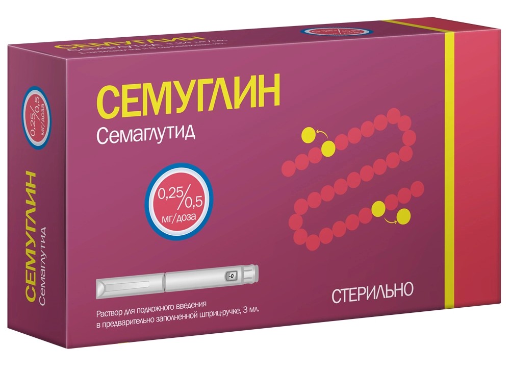 Семуглин, 0.25 мг/доза, раствор для подкожного введения, 3 мл, 1 шт, в комплекте с иглами 8 шт фото