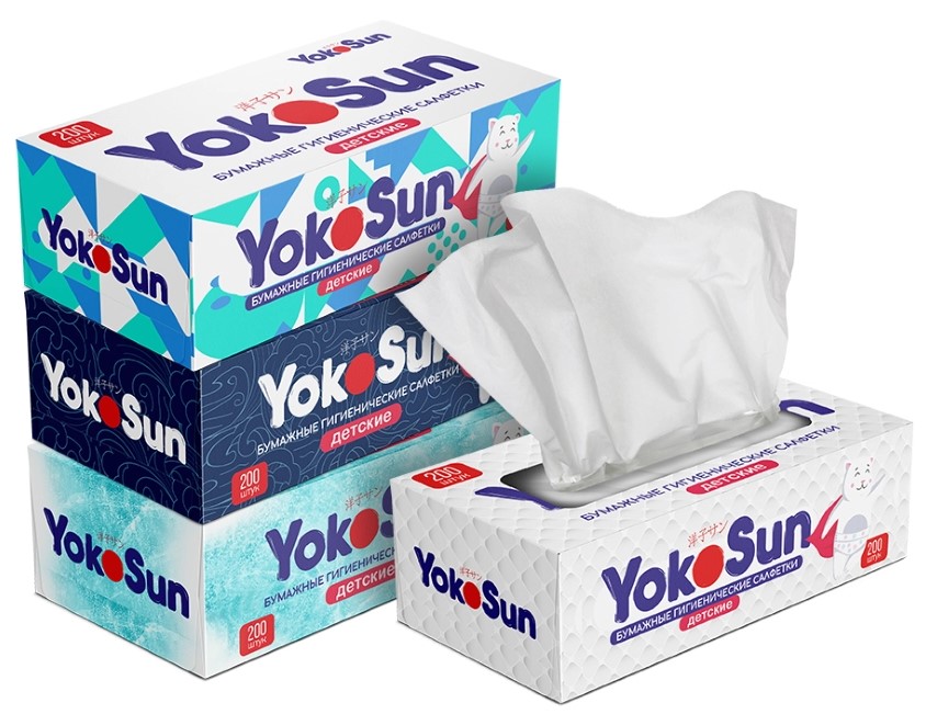 Yokosun Салфетки бумажные детские, салфетки, 200 шт. фото