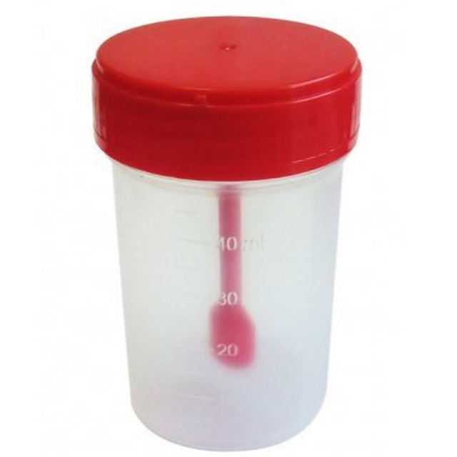 Контейнер стерильный для биоматериалов с ложкой, 60 мл, 1 шт, с лопаткой фото