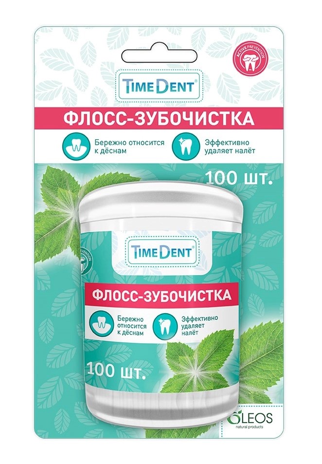 Timedent флосс-зубочистки, 100 шт, с мятой фото