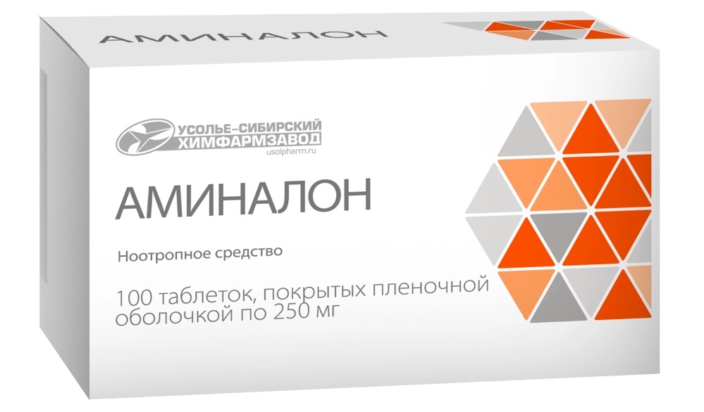 Аминалон, 250 мг, таблетки, покрытые оболочкой, 100 шт. фото