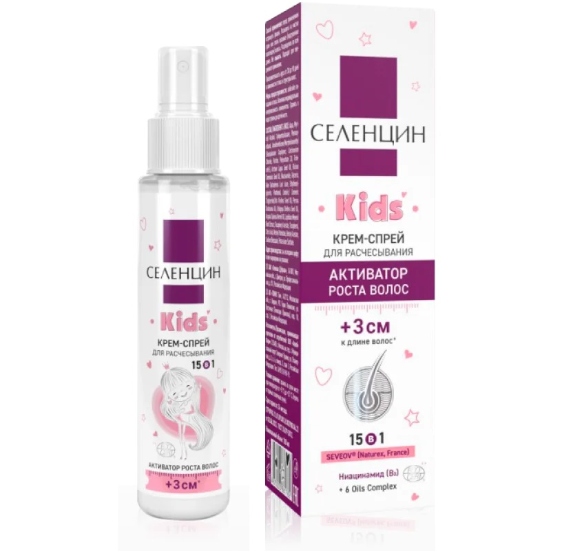 Селенцин Kids активатор роста волос, крем-спрей для волос несмываемый, 100 мл, 1 шт. фото