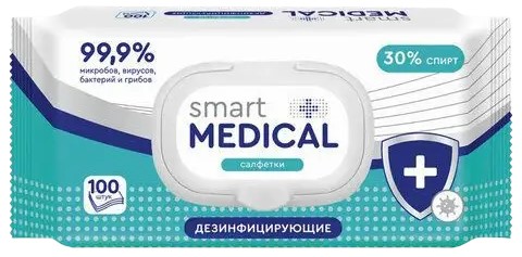 Smart Medical Салфетки дезинфицирующие, салфетки влажные, 100 шт. фото