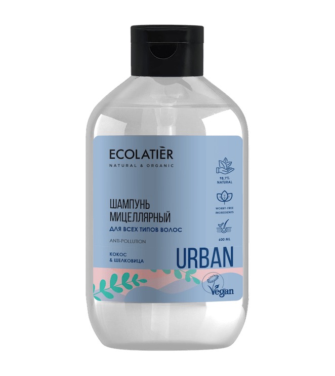 Ecolatier Мицеллярный Шампунь для всех типов волос, шампунь, 600 мл, 1 шт, кокос и шелковица фото