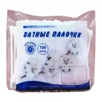 Ватные палочки, ватные палочки в пакете, 100 шт. фото