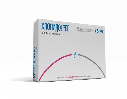 Клопидогрел, 75 мг, таблетки, покрытые пленочной оболочкой, 30 шт. фото