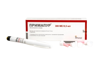 Примапур, 22 мкг (300 МЕ), раствор для подкожного введения, 0.5 мл, 1 шт, в комплекте с иглами фото