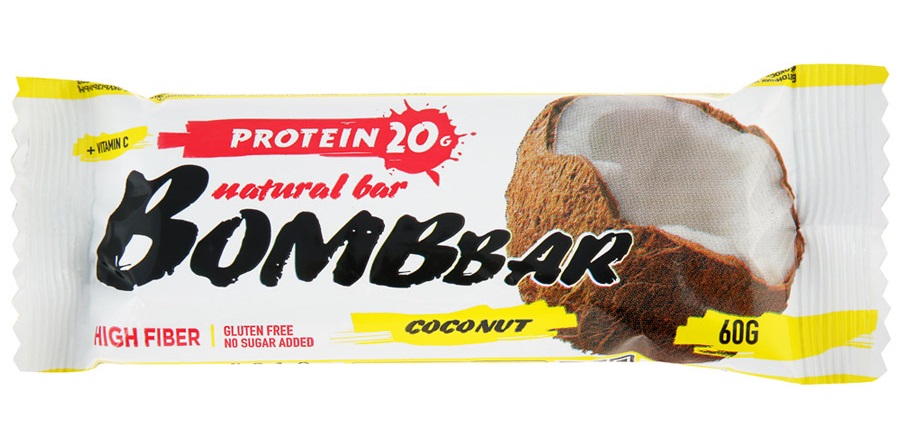 Bombbar Батончик протеиновый, батончик, 60 г, 1 шт, кокос фото
