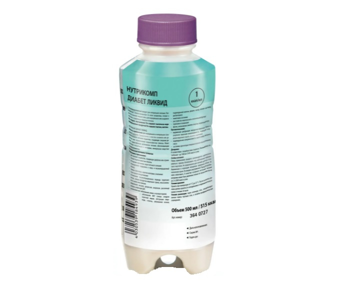 Нутрикомп Диабет ликвид, смесь для энтерального питания, 500 мл, 1 шт, нейтральный фото