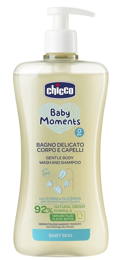 Chicco baby moments пена нежная для волос и тела, пена, 500 мл, 1 шт. фото