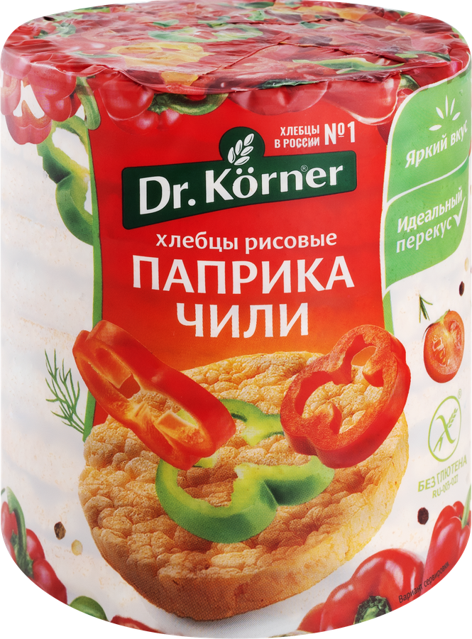 Доктор Кернер Хлебцы рисовые, хлебцы, 80 г, 1 шт, паприка + чили фото