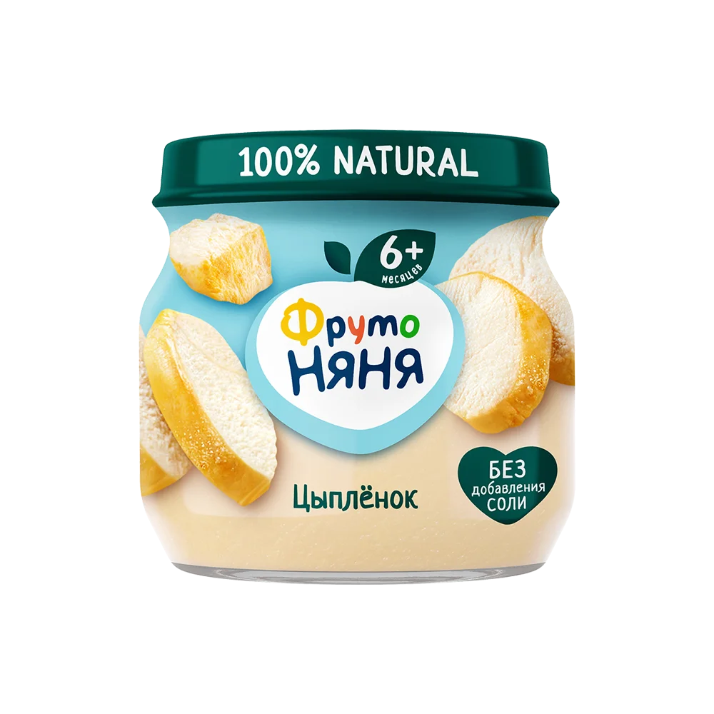 Фрутоняня детское пюре, 6+ мес, пюре, 80 г, 1 шт, цыпленок фото