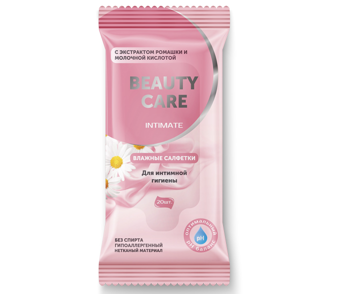 BC Салфетки влажные для интимной гигиены, салфетки влажные, 20 шт, с экстрактом ромашки и молочной кислотой фото