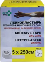 SFM Лейкопластырь фиксирующий, 5см х 2.5м, пластырь медицинский, 1 шт, белый, тканевая основа фото