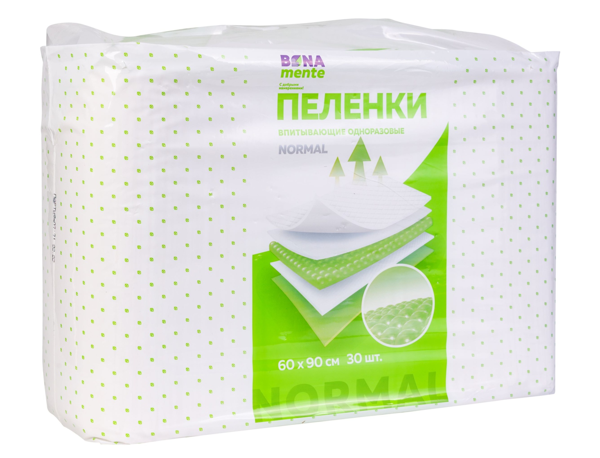 Bona Mente! Normal Пеленки одноразовые впитывающие, 60 см х 90 см, 30 шт. фото