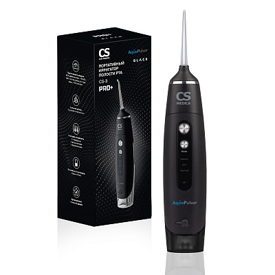 CS Medica AquaPulsar Ирригатор для полости рта CS-3 PRO+, ирригатор портативный, 1 шт, черный, 5 насадок фото