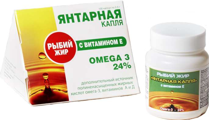 Рыбий жир Янтарная капля, 0.3 г, капсулы, 100 шт, с витамином Е фото
