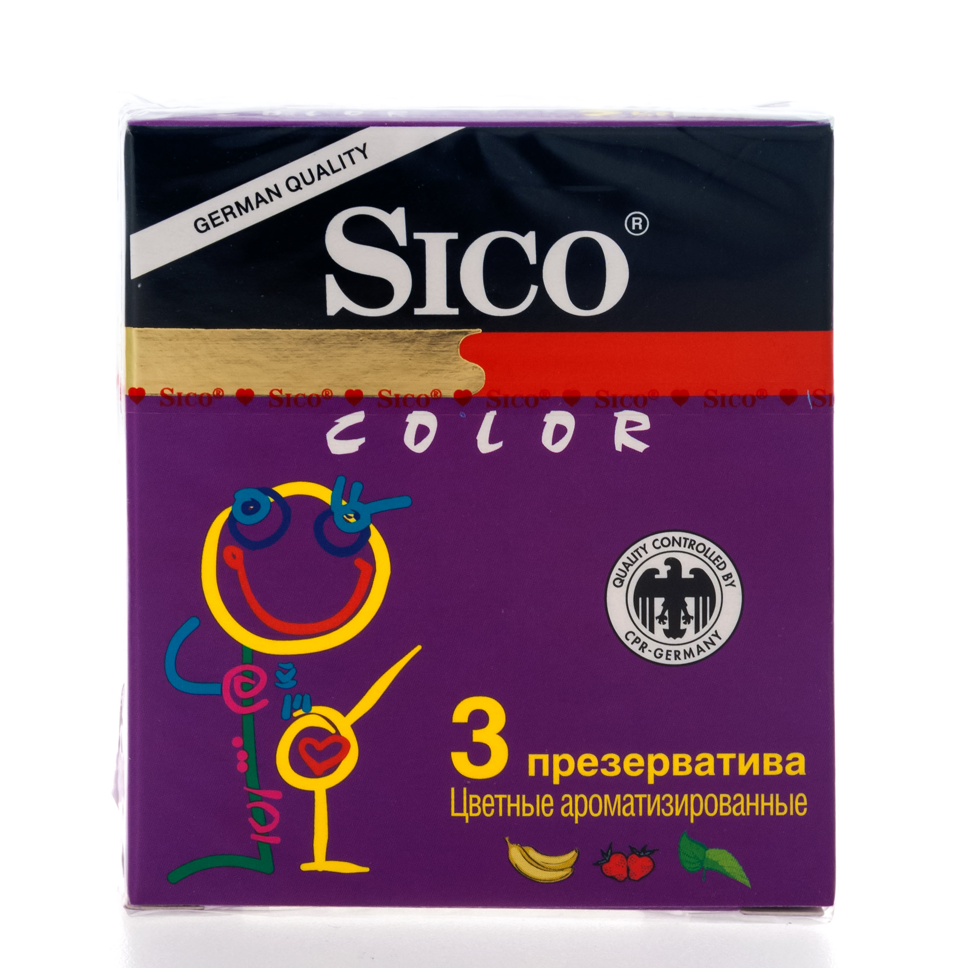 Презервативы Sico Color, презерватив, 3 шт, цветные, ароматизированные фото