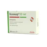 Конкор, 10 мг, таблетки, покрытые пленочной оболочкой, 50 шт. фото