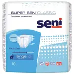 Seni Super Classic Подгузники для взрослых, Large L (3), 10 шт, 100-150 см фото