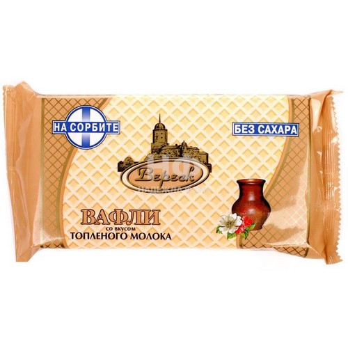 Невские вафли Топленое молоко на сорбите, 105 г, 1 шт, без сахара фото