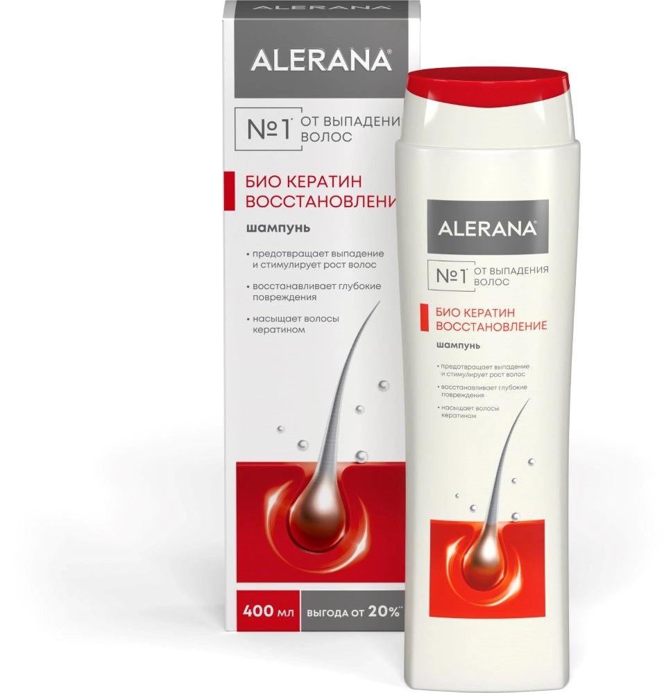 Алерана шампунь Био Кератин восстанавливающий, шампунь, 400 мл, 1 шт. фото
