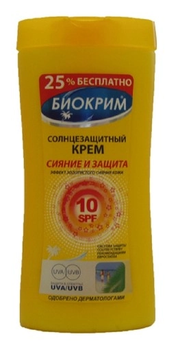 Биокрим крем, крем солнцезащитный, 200 мл, 1 шт, сияние и защита, SPF10 фото