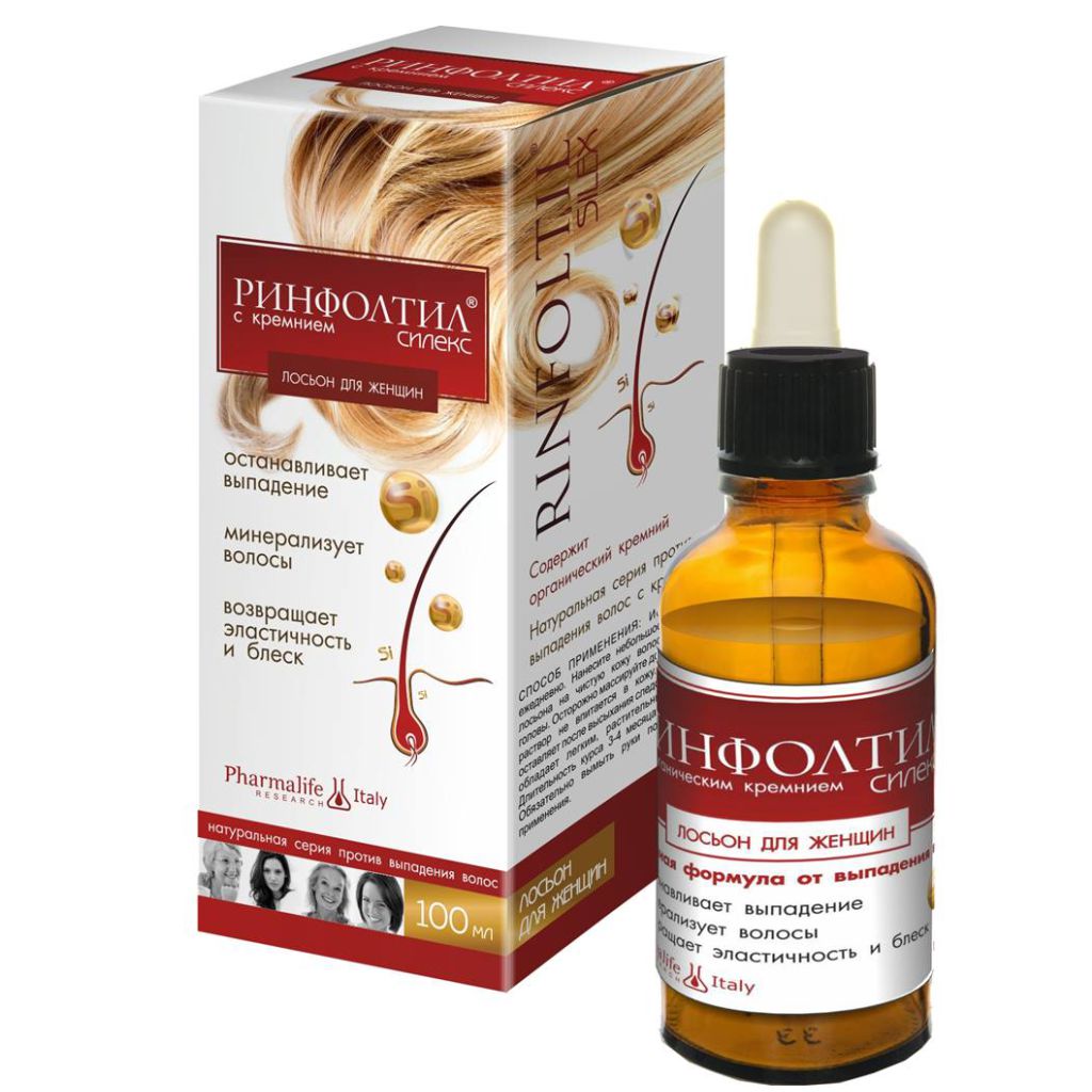Ринфолтил Силекс Лосьон от выпадения волос с кремнием для женщин, лосьон для укрепления волос, 100 мл, 1 шт. фото