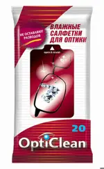 Opticlean салфетки влажные для оптики, 20 шт. фото