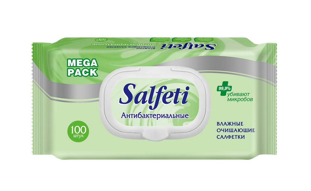 Salfeti Mega Pack Салфетки влажные антибактериальные, салфетки гигиенические, 100 шт. фото