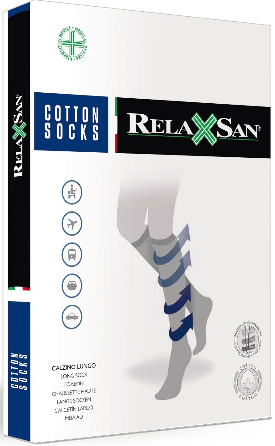 Relaxsan Cotton Socks Гольфы 2 класс компрессии Унисекс, р. 6, пара, 1 шт, черного цвета, арт. 920 (22-27 mm Hg) фото